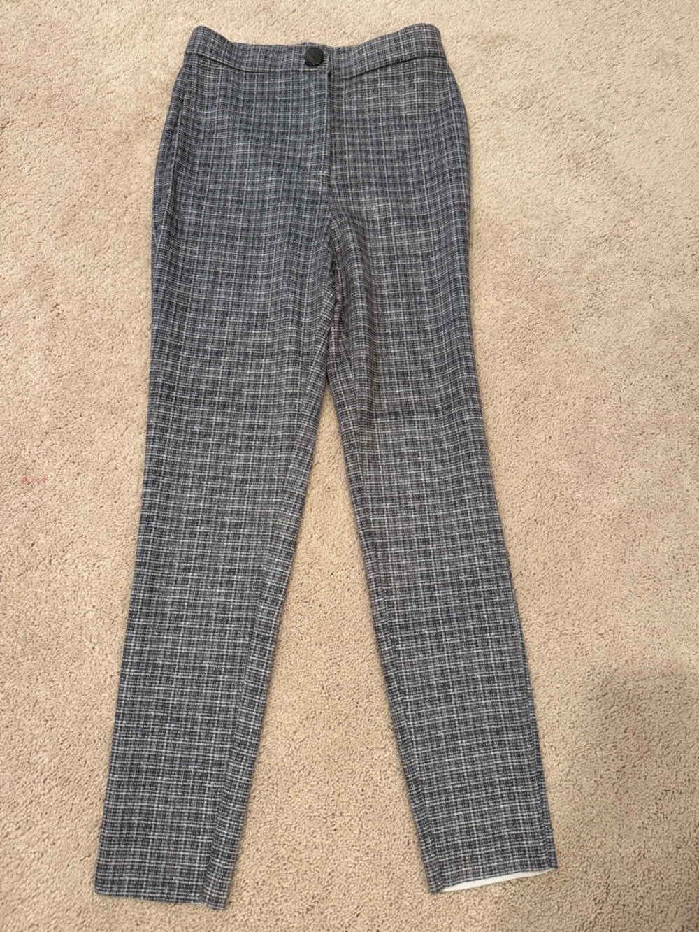 Zara Black and Gray Plaid Dress Pants